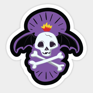 Skull and Bones Bat Wings Sticker